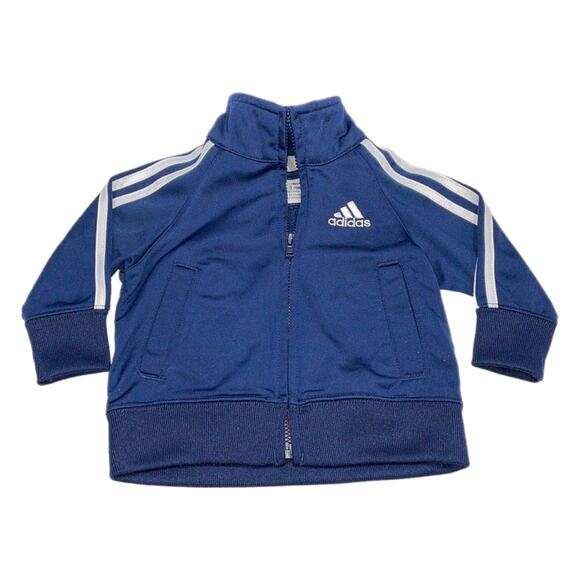 Adidas Logo Zip Up Track Jacket Baby Size 3 Months Navy White - Picture 1 of 4